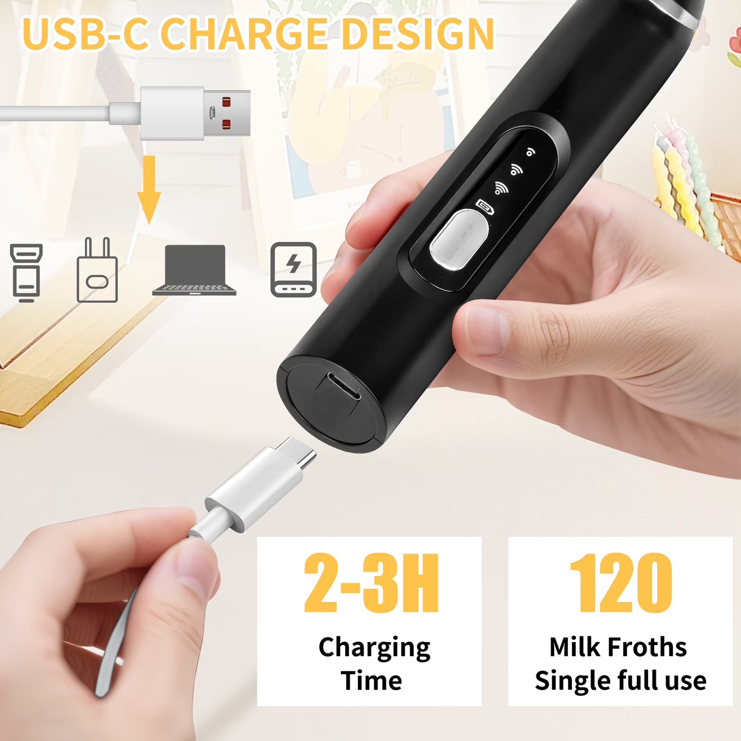 Easy USB Charging & 3-Speed Handheld Mixer