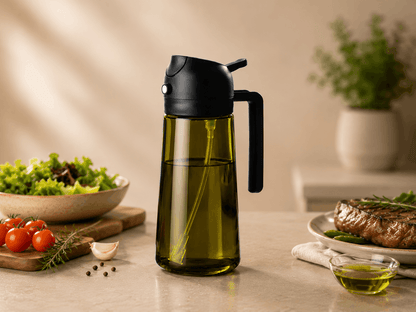 Xandata™ Pulvérisateur et Verseur d'Huile d'Olive 2-en-1 en Verre – 470 ml