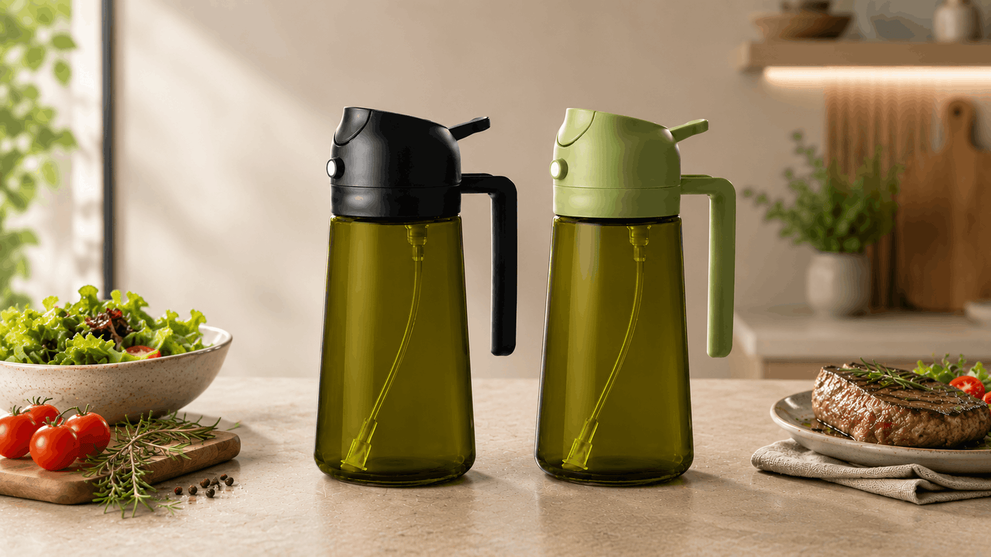 Xandata™ Pulvérisateur et Verseur d'Huile d'Olive 2-en-1 en Verre – 470 ml